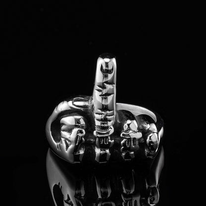 LABR Creative Titanium Steel Vertical Middle Finger Ring