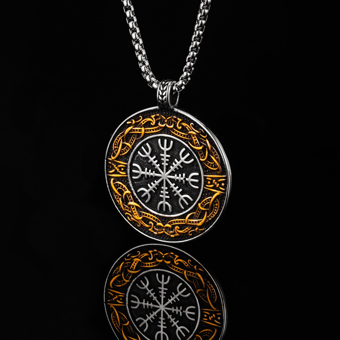 LABR Viking Rudder Titanium Steel Runes Necklace