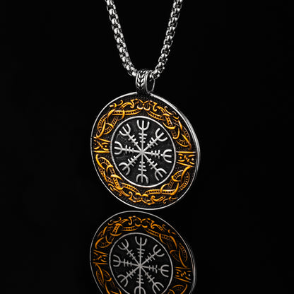 LABR Viking Rudder Titanium Steel Runes Necklace