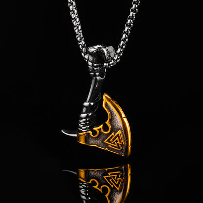 LABR Golden Valknut Axe Necklace