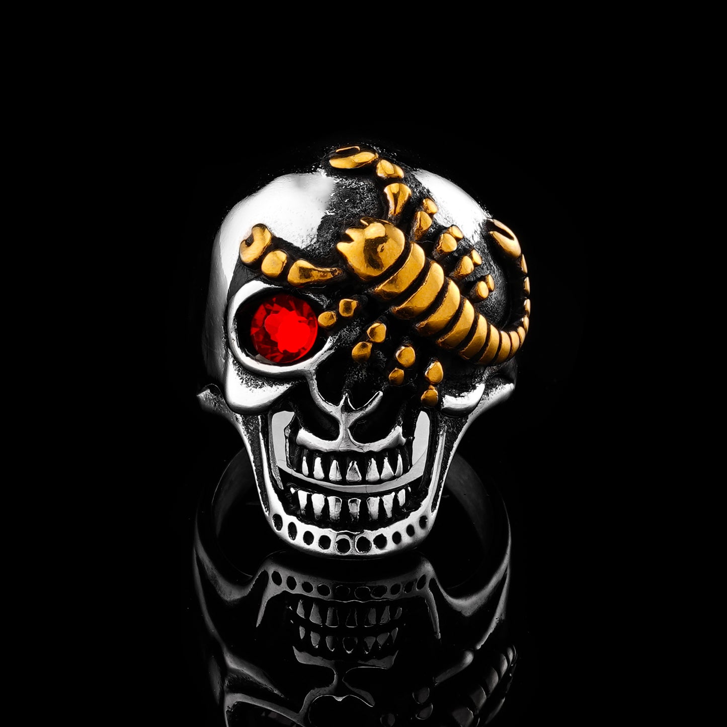 LABR Scorpion Gem Eyes Skull Ring