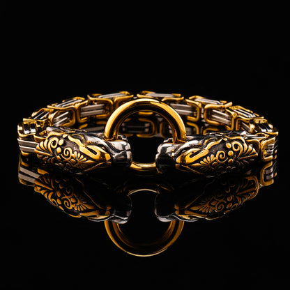 LABR Double Wolf Head Animal Bracelet