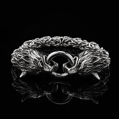 LABR Viking Fenrir Wolf Head Bracelet Men