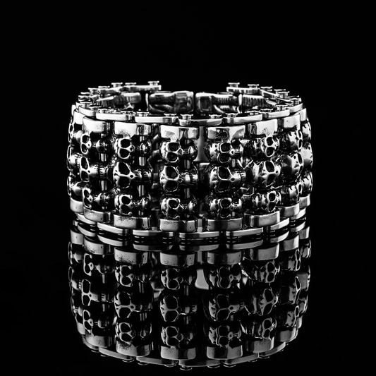 LABR Triple Row Skull Titanium Steel Bracelet