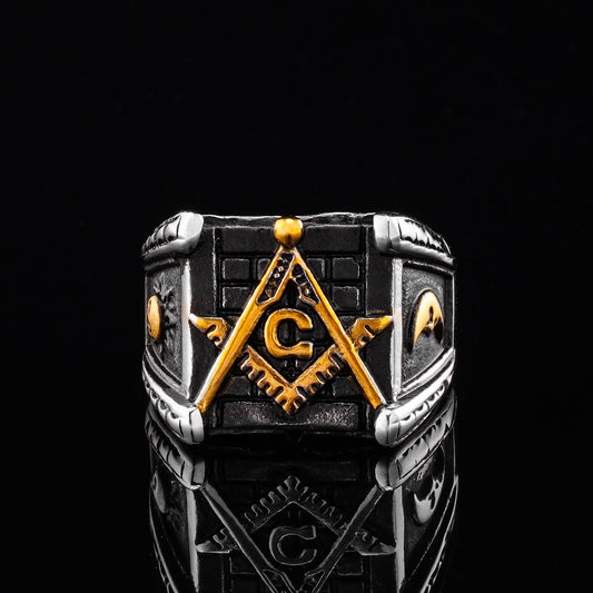LABR Vintage Titanium Steel Master Mason Lodge Ring