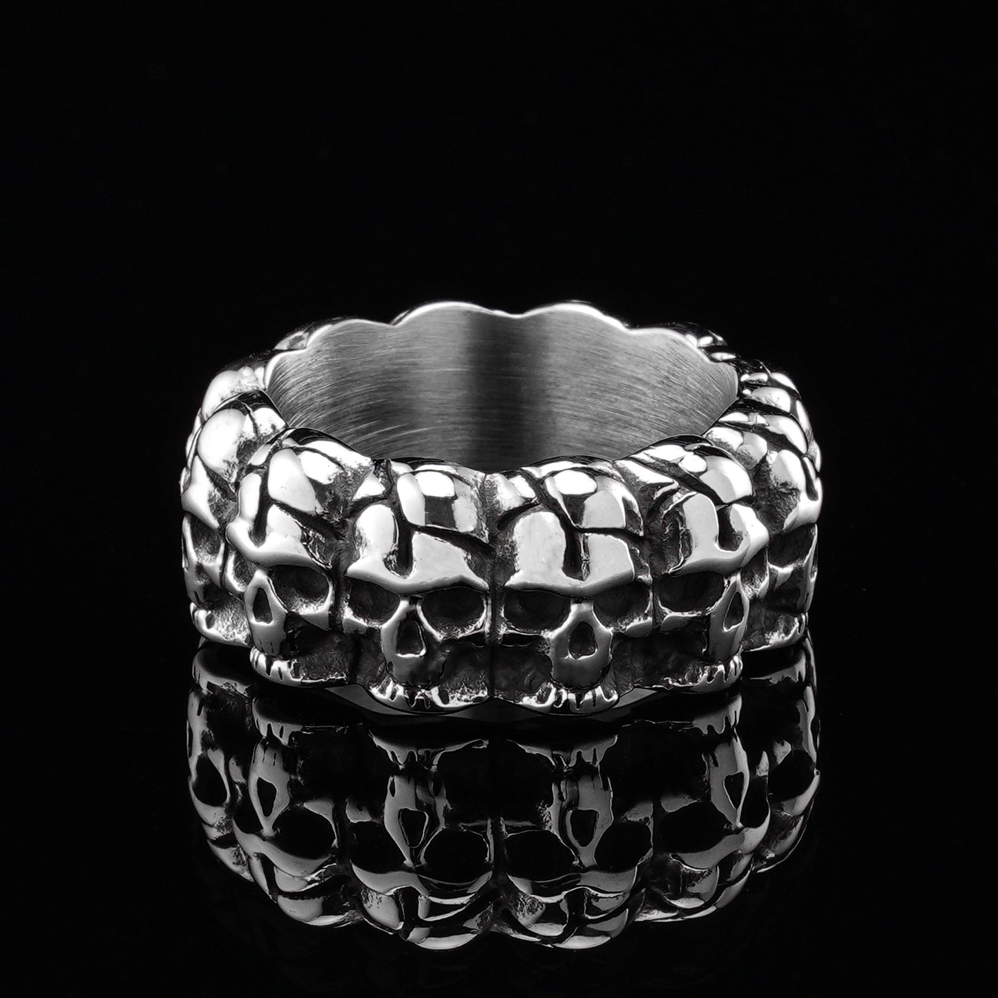 LABR Titanium Steel Surrounded Skull Ring