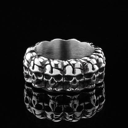 LABR Titanium Steel Surrounded Skull Ring