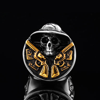 LABR Cowboy Double Gun skull Ring