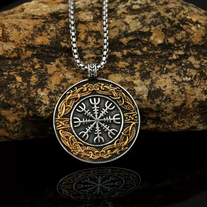LABR Viking Rudder Titanium Steel Runes Necklace