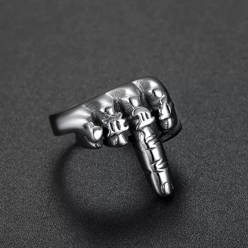 LABR Creative Titanium Steel Vertical Middle Finger Ring