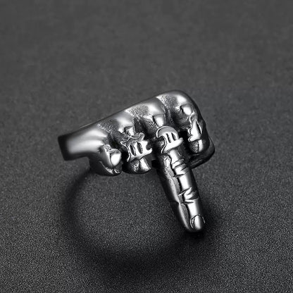 LABR Creative Titanium Steel Vertical Middle Finger Ring