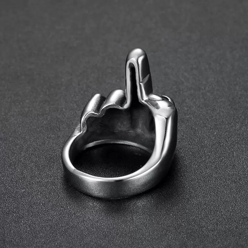 LABR Creative Titanium Steel Vertical Middle Finger Ring