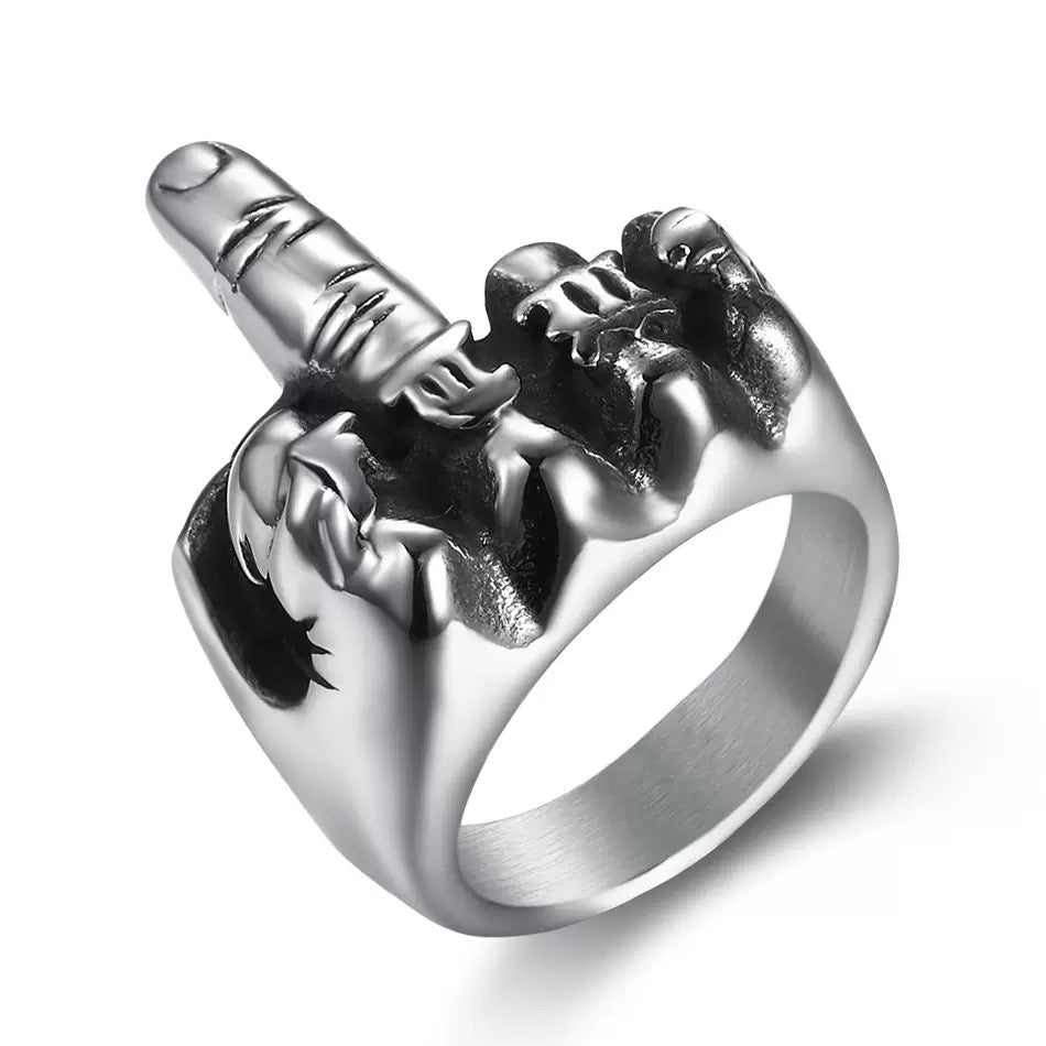 LABR Creative Titanium Steel Vertical Middle Finger Ring