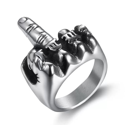 LABR Creative Titanium Steel Vertical Middle Finger Ring