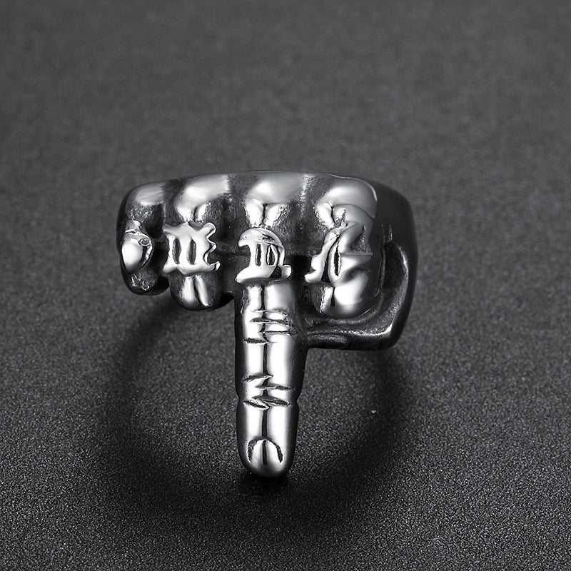 LABR Creative Titanium Steel Vertical Middle Finger Ring