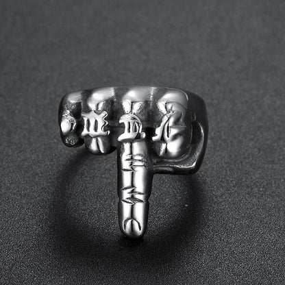 LABR Creative Titanium Steel Vertical Middle Finger Ring