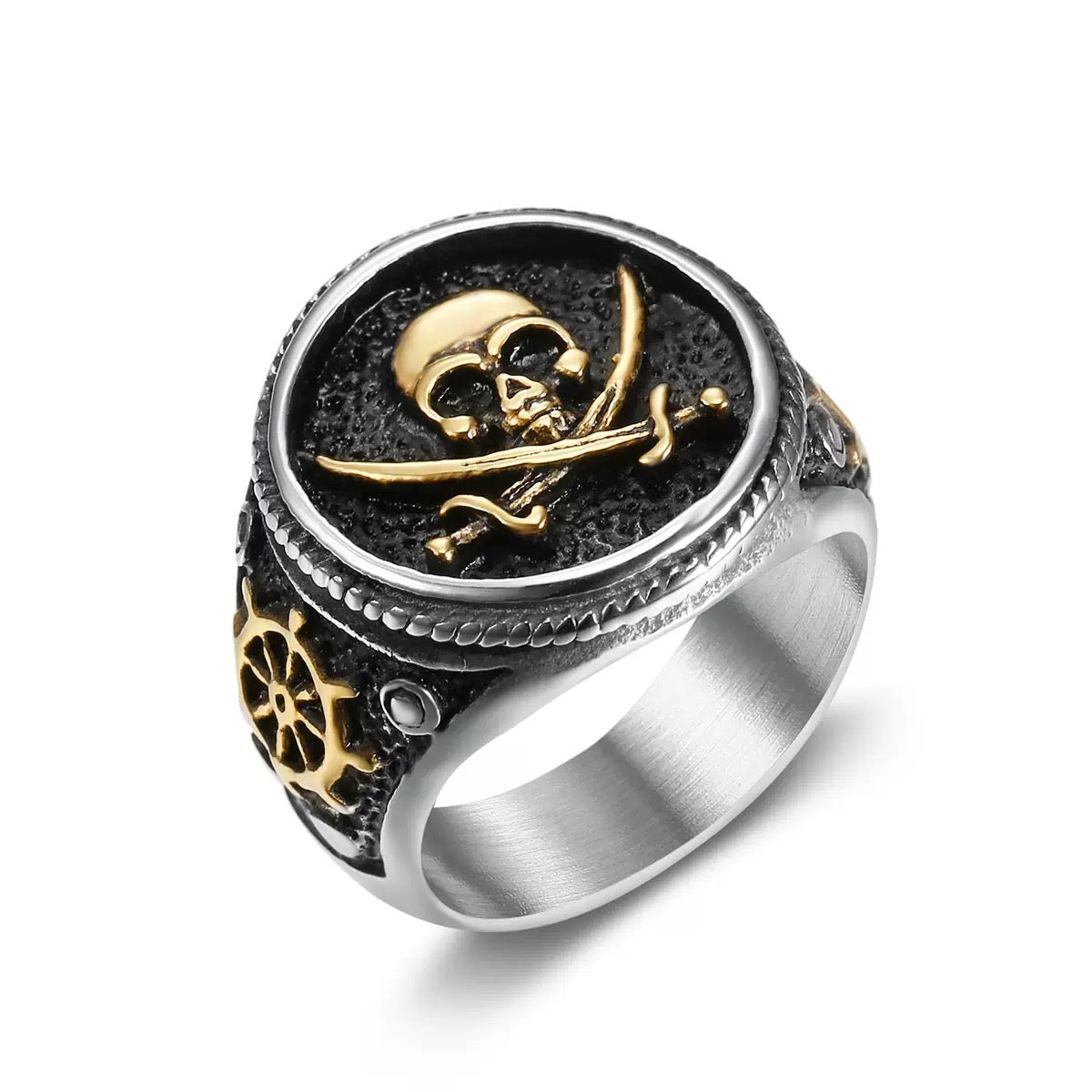 LABR Titanium Steel Pirate Skull Ring