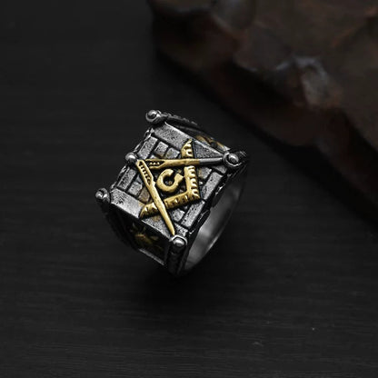 LABR Vintage Titanium Steel Master Mason Lodge Ring