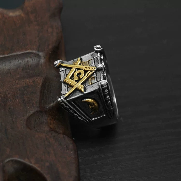 LABR Vintage Titanium Steel Master Mason Lodge Ring