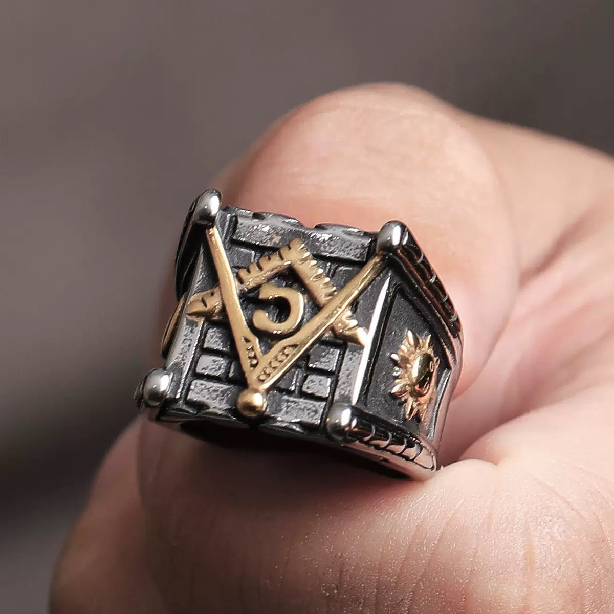 LABR Vintage Titanium Steel Master Mason Lodge Ring