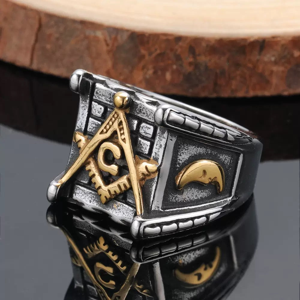 LABR Vintage Titanium Steel Master Mason Lodge Ring