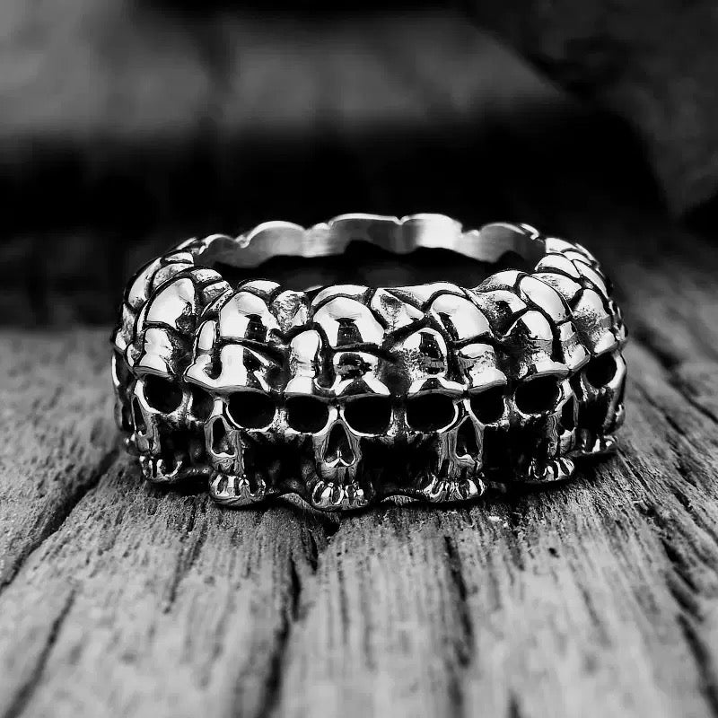 LABR Titanium Steel Surrounded Skull Ring