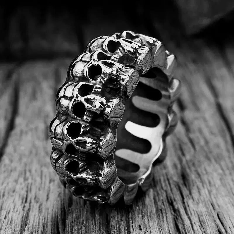 LABR Titanium Steel Surrounded Skull Ring