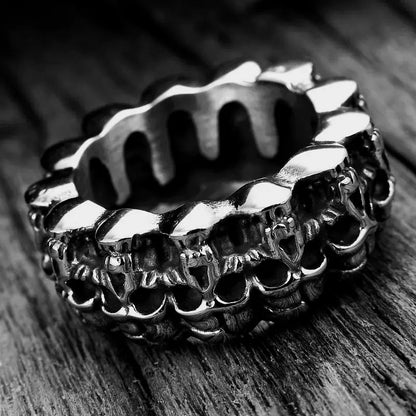 LABR Titanium Steel Surrounded Skull Ring