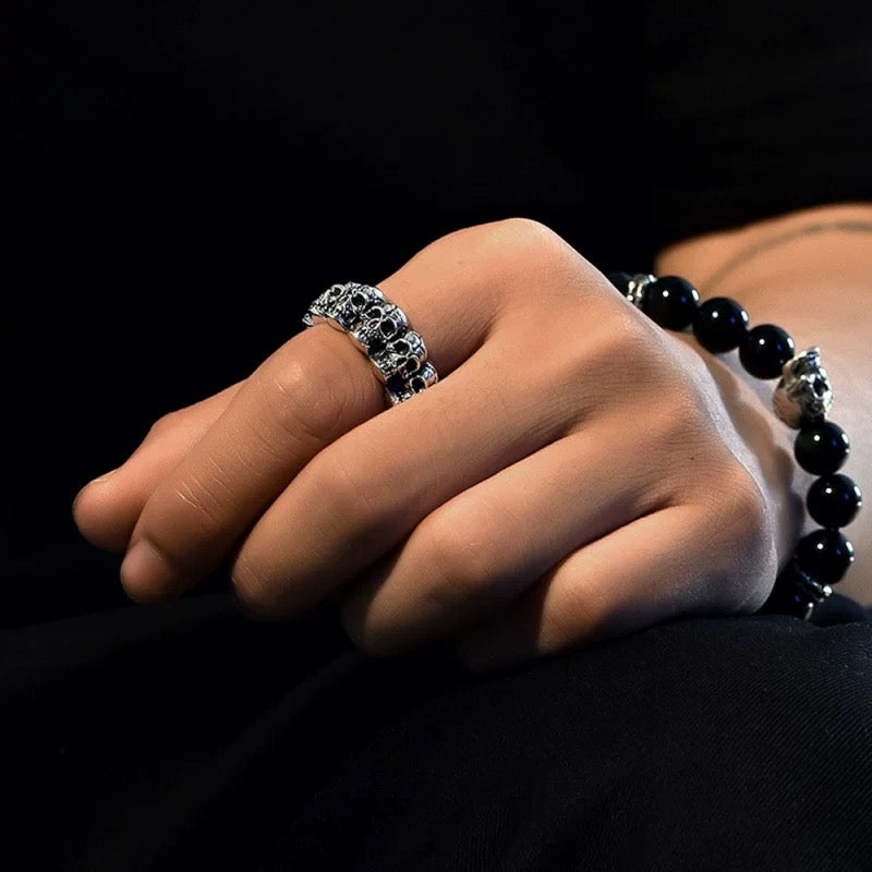 LABR Titanium Steel Surrounded Skull Ring