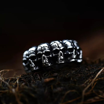 LABR Titanium Steel Surrounded Skull Ring