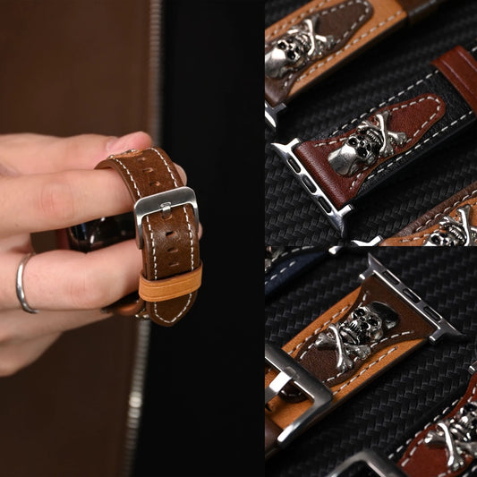 LABR Vintage Punk Skull Leather Apple Watch Band